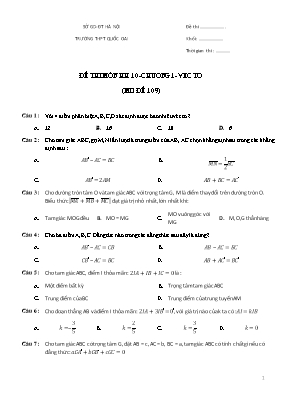 Đề thi môn Hình học 10 - Chuong 1 Ve to (mã đề 109)